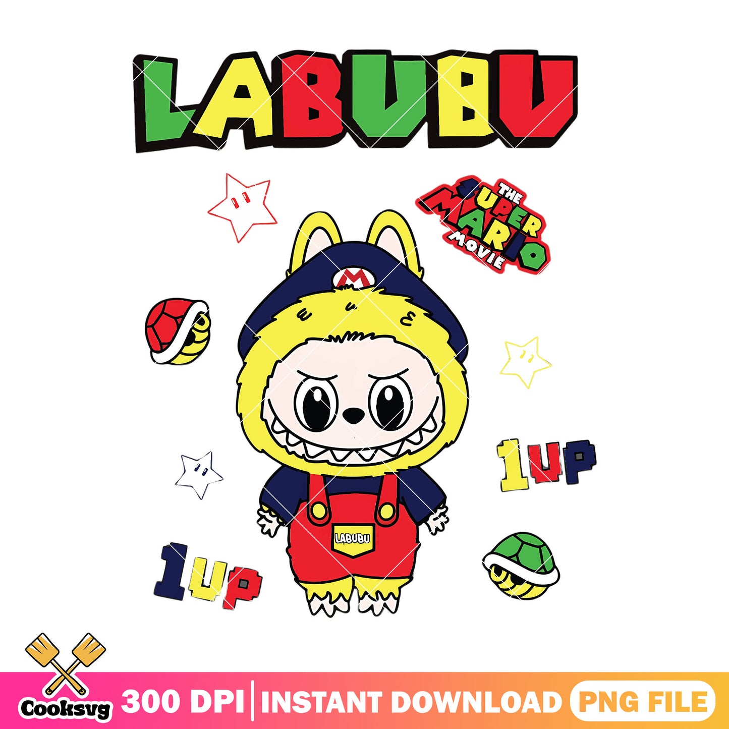 Labubu cosplay mario png, labubu yellow png, labubu popmart png