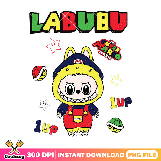 Labubu cosplay mario png, labubu yellow png, labubu popmart png