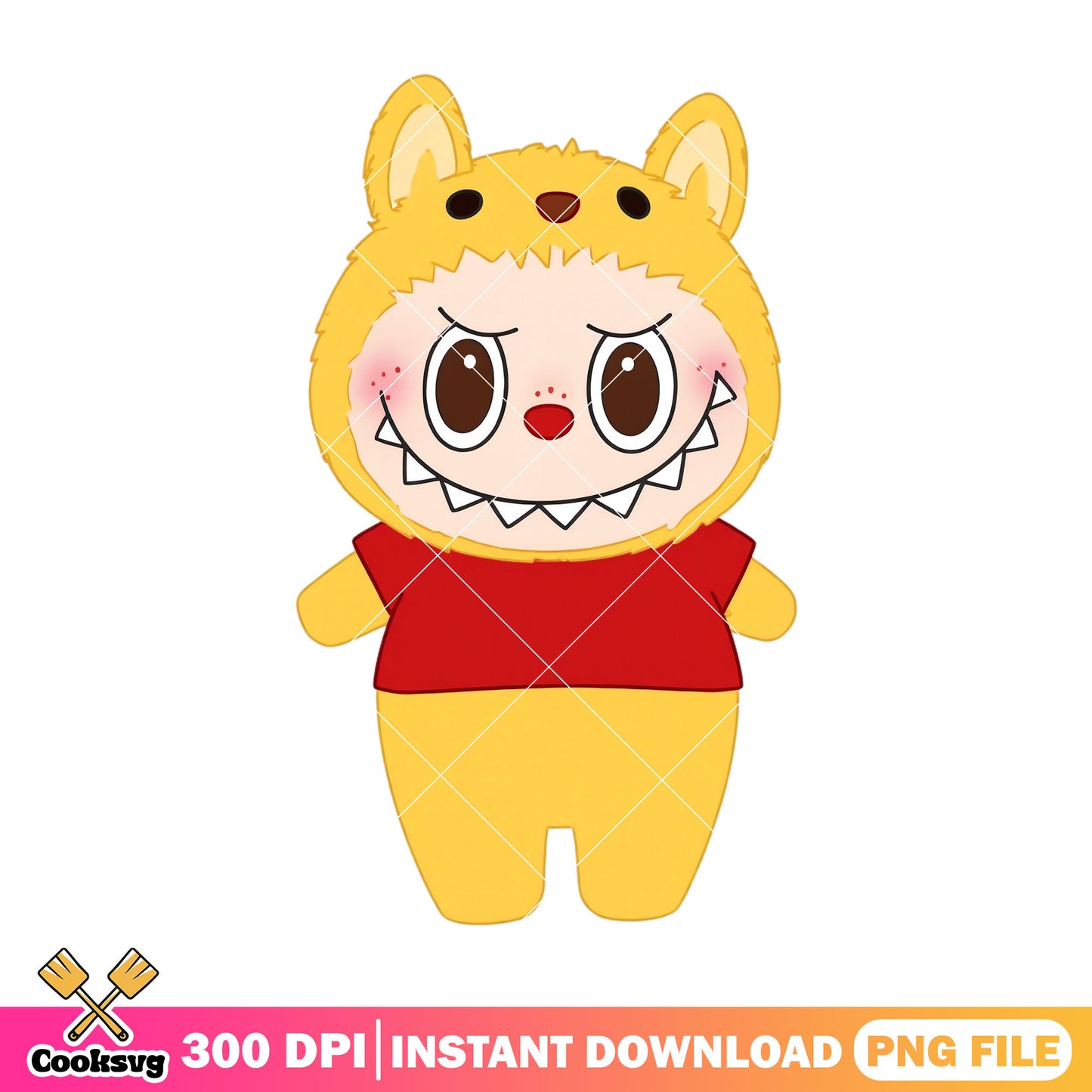 Labubu cosplay pooh png, labubu outfit png, labubu disney png