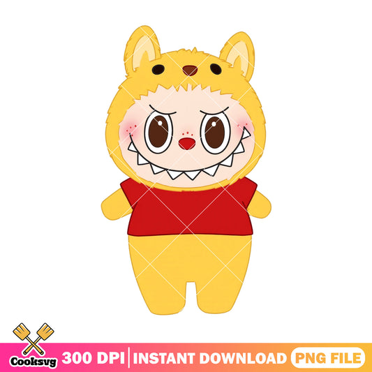 Labubu cosplay pooh png, labubu outfit png, labubu disney png