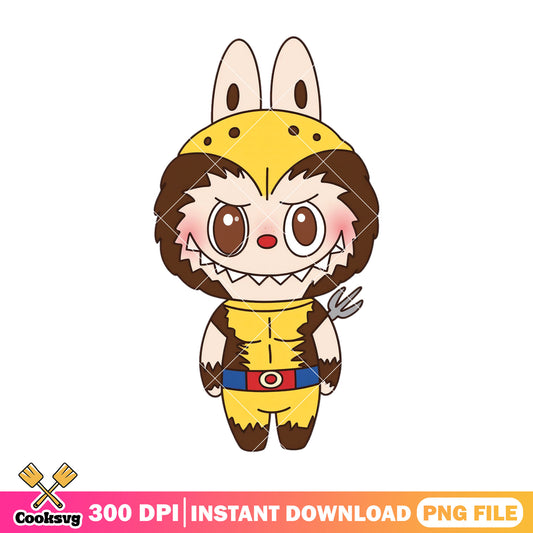 Labubu cosplay wolverine png, labubu popmart png, wolverine png