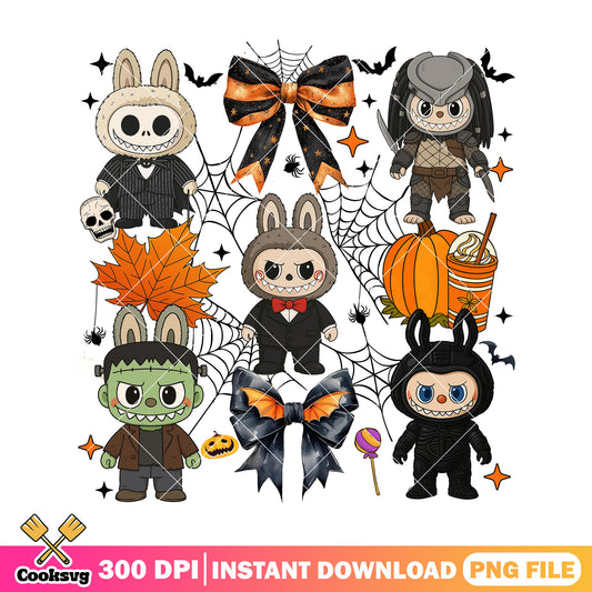 Labubu creepy vibes png, horror labubu png, happy halloween png