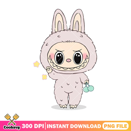 Labubu cute monster png, standing labubu png, happy labubu png