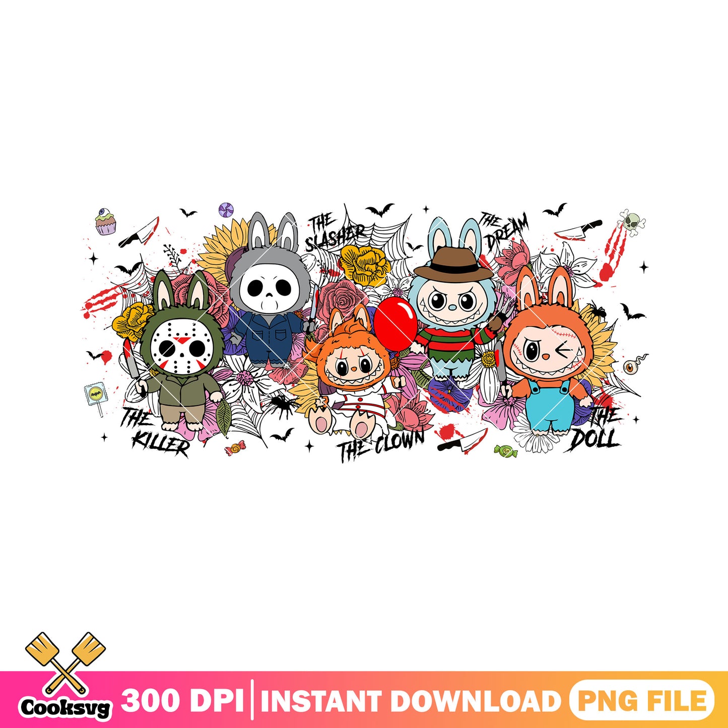 Labubu dark art series png, labubu doll​ png, halloween labubu png