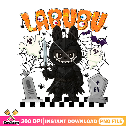 Labubu dark knight png, spooky labubu​ png, labubu halloween png