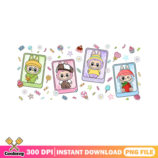 Labubu different clothes png, labubu outfit png, labubu monsters png