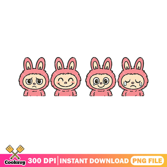 Labubu different emotions png, labubu near me png, plush labubu​ png
