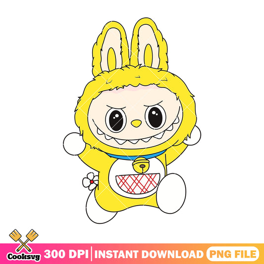 Labubu dorami png, labubu yellow png, popmart labubu​ png