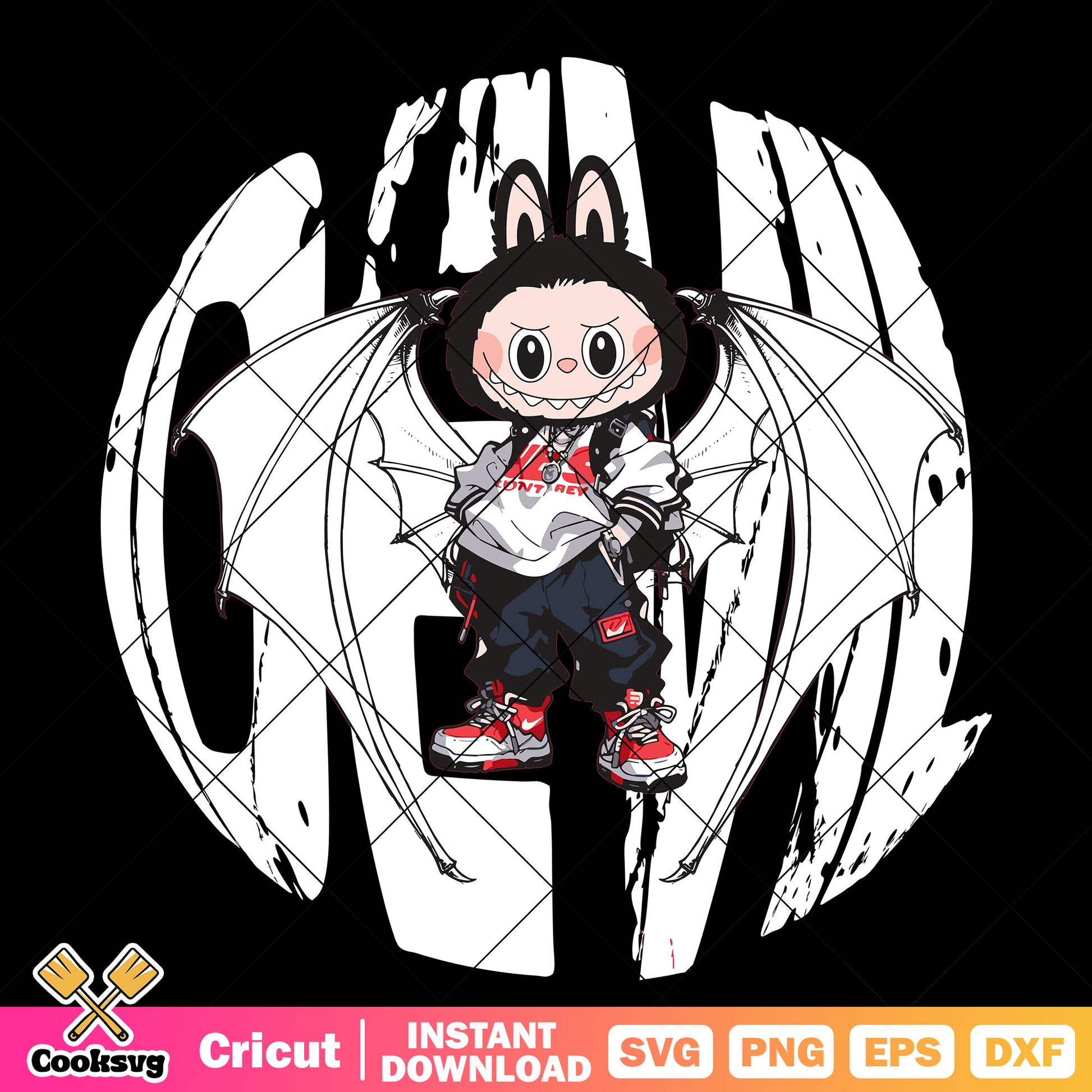 Labubu dragon wings svg, labubu dragon​​ svg, labubu costume svg