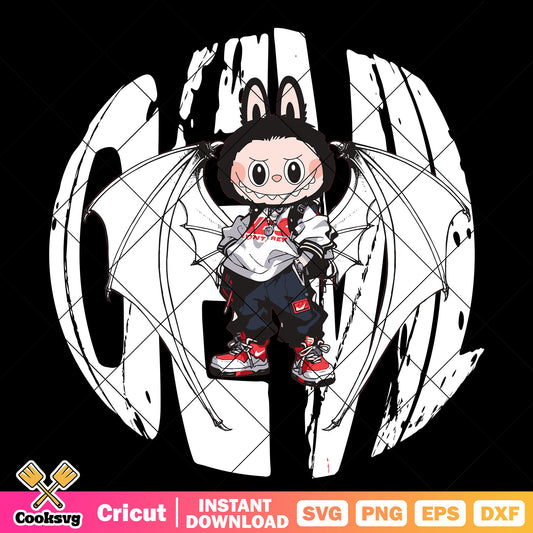 Labubu dragon wings svg, labubu dragon​​ svg, labubu costume svg