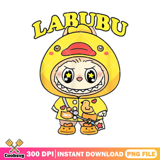 Labubu duck costume cute png, labubu costume png, monster labubu png