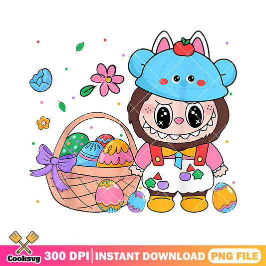 Labubu easter eggs png design, labubu easter​ png, labubu popmart png