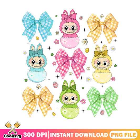 Labubu easter style png, labubu​ colours png, popmart labubu ​png