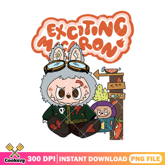 Labubu exciting macaron png, labubu macaron png, labubu monster png