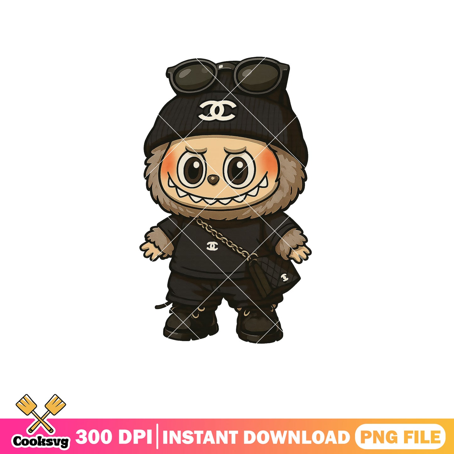 Labubu fashion icon art png, labubu art png, labubu cool png