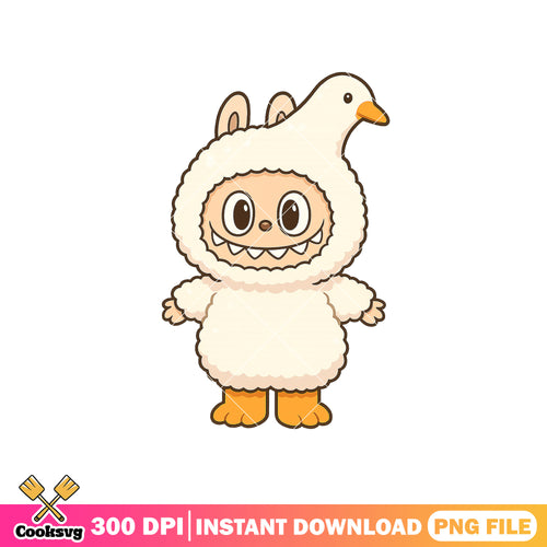 Labubu fluffy white costume png, labubu costumes png, labubu dolls png