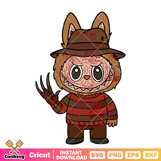 Labubu freddy halloween svg, labubu halloween svg, Freddy Krueger svg