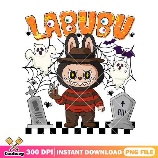 Labubu freddy horror png, halloween labubu png, cute labubu png