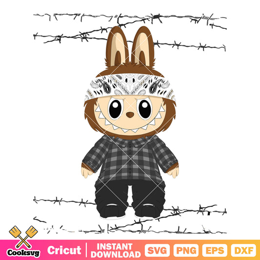 Labubu gangsta style svg, labubu costume svg, labubu style svg