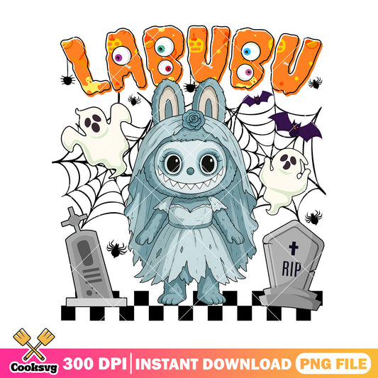 Labubu ghost bride png, horror halloween png, halloween labubu png