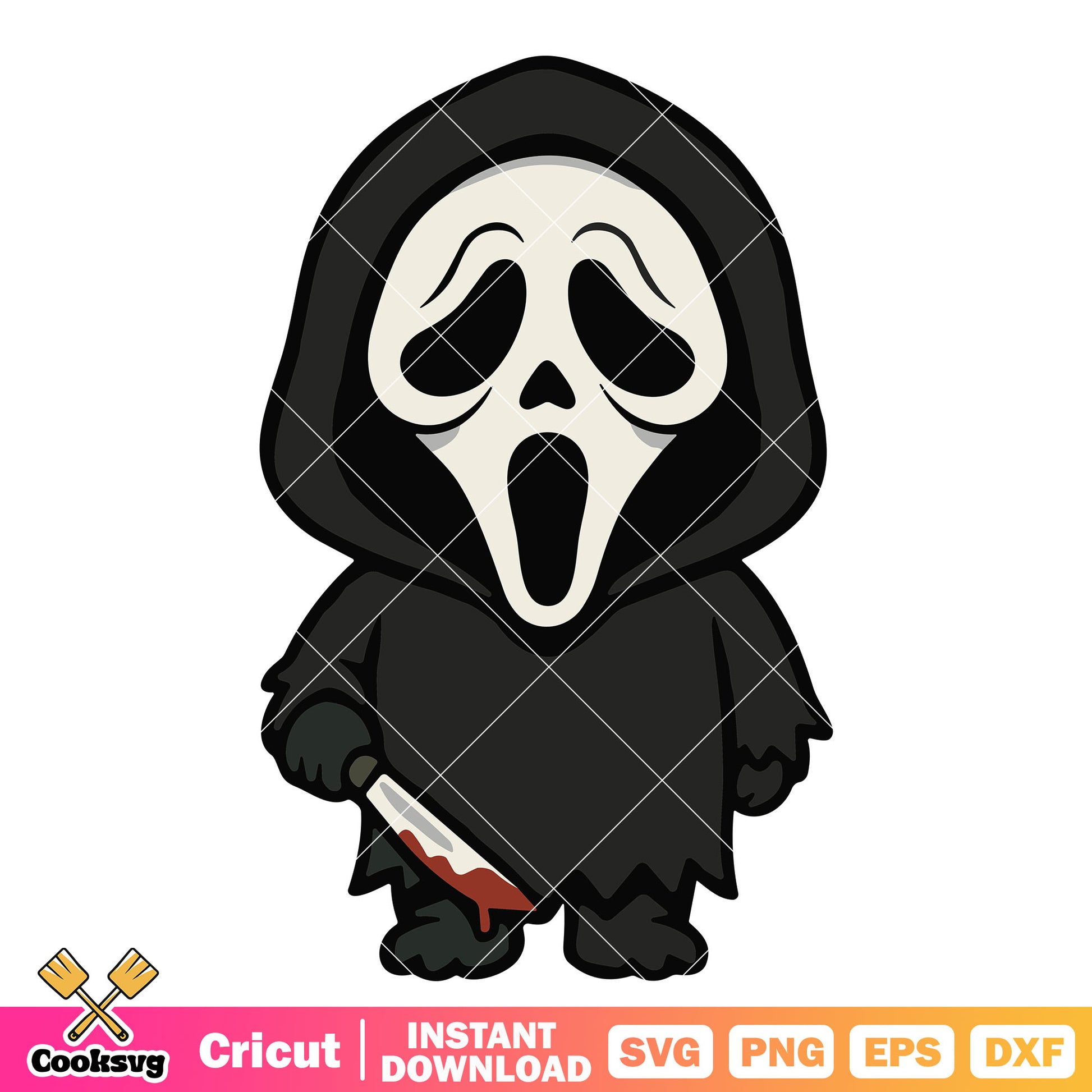 Labubu ghost face svg, ghost horror svg, labubu popmart svg