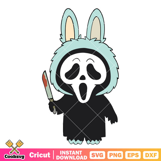 Labubu ghost killer svg, ghost horror svg, labubu popmart svg