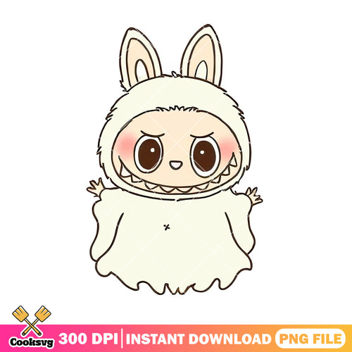 Labubu ghost png, white labubu png, labubu hehe png