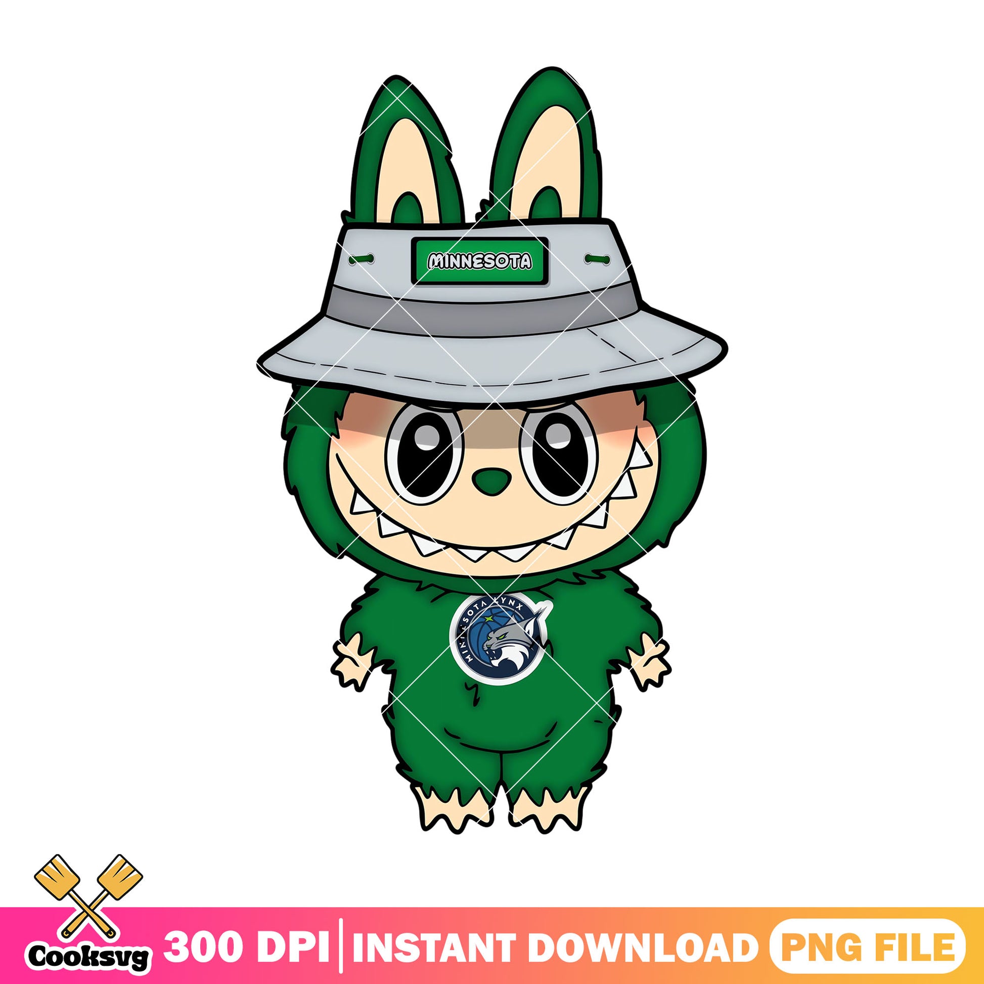 Labubu green monster design png, labubu baby png, minnesota lynx png