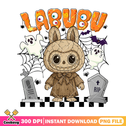Labubu halloween golem png, spooky labubu​ png, rip halloween​ png