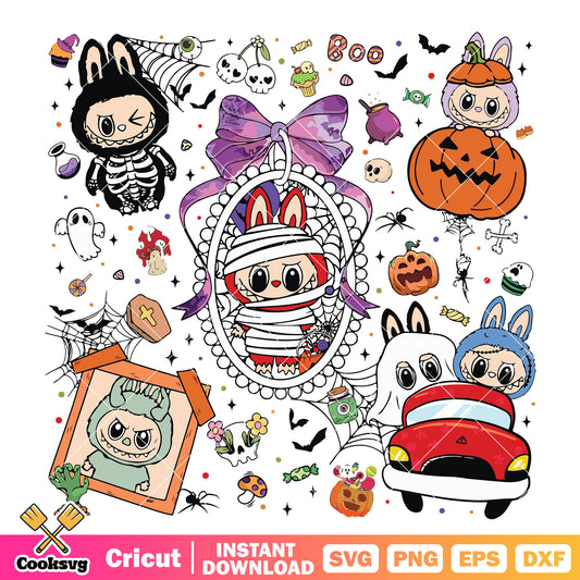 Labubu halloween mirror svg, labubu halloween costume svg