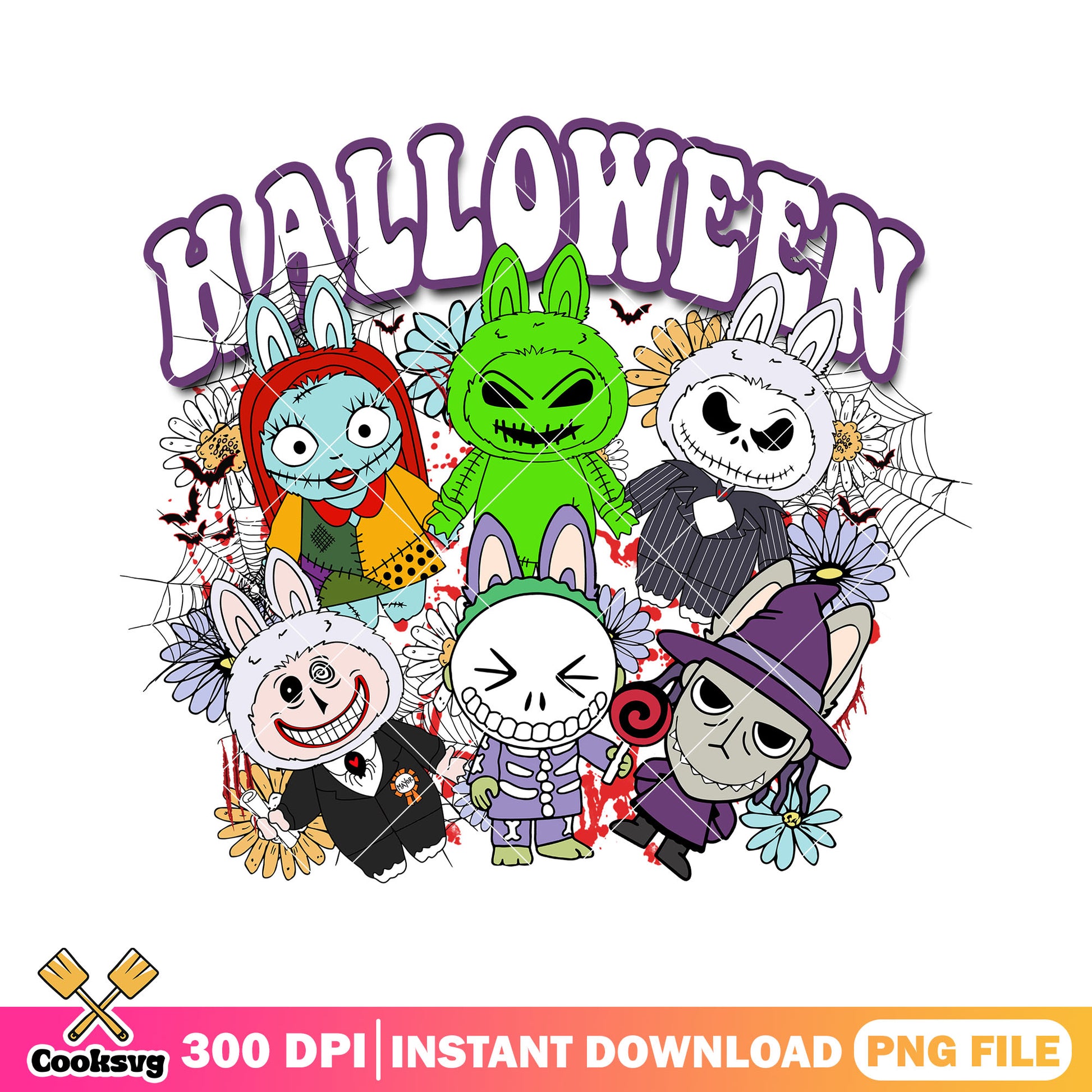 Labubu halloween nightmare art png, labubu dolls png, cute dolls png
