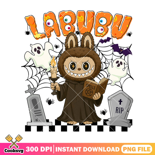 Labubu halloween priest png, spooky labubu​ png, rip halloween​ png