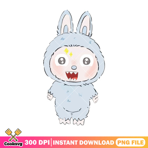 Labubu happy monster png, labubu grey png, labubu art png