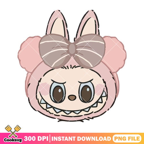 Labubu head design png, labubu girl png, labubu pink png