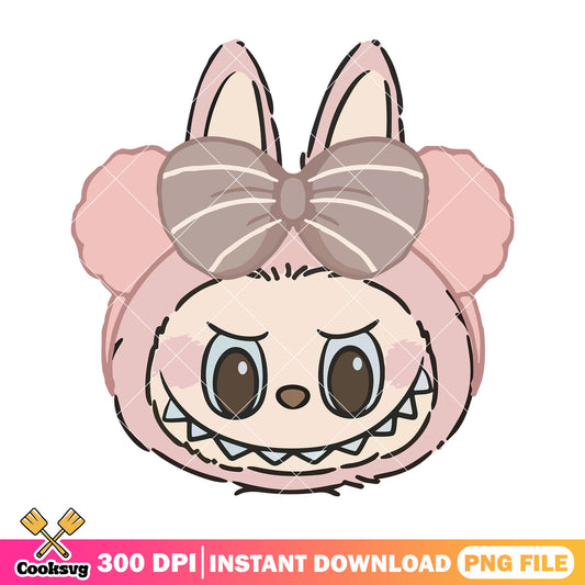 Labubu head design png, labubu girl png, labubu pink png