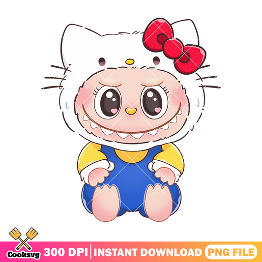 Labubu hello kitty costume png, labubu costume png, hello kitty png