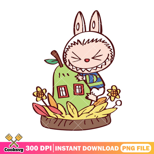 Labubu hugs a house png, white labubu​ png, labubu energy ​png