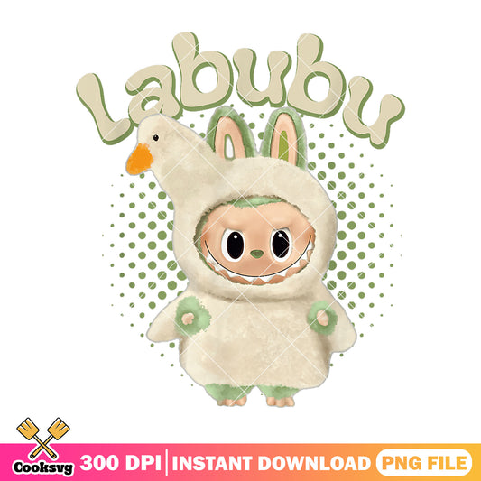 Labubu in goose costume file png, labubu monster png, goose costume​ png