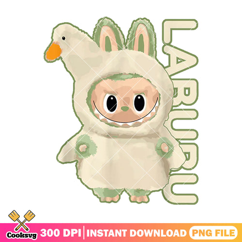 Labubu in goose costume png, labubu monster png, goose costume png