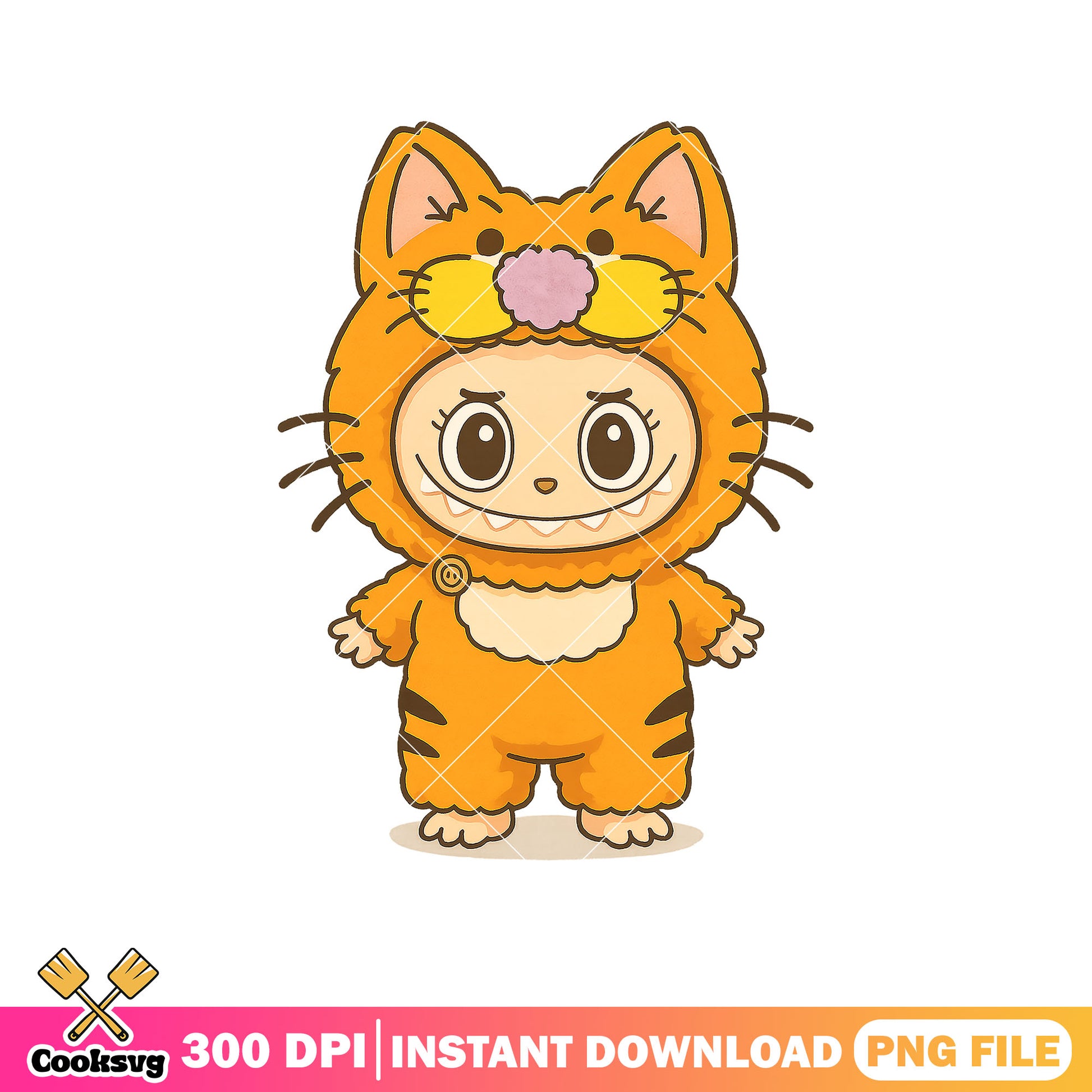 Labubu in tiger costume png, labubu costumes png, cute labubu png