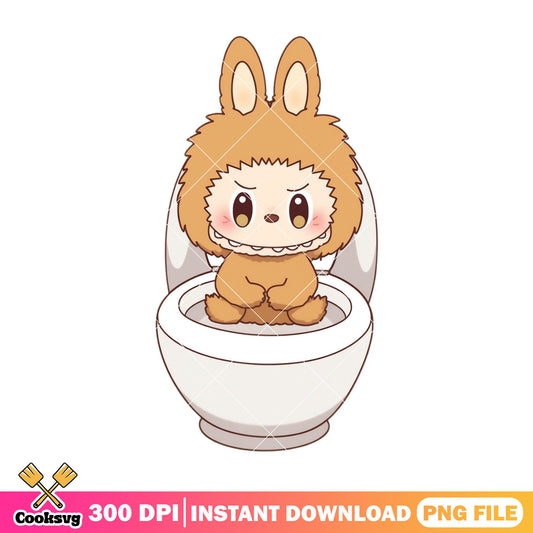 Labubu in toilet png, labubu brown png, labubu popmart png