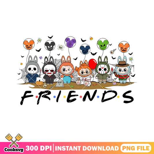 Labubu killers friends png, pink labubu png, spirit halloween​ png