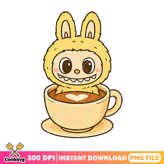 Labubu love cup png, labubu near me png, yellow labubu​ png