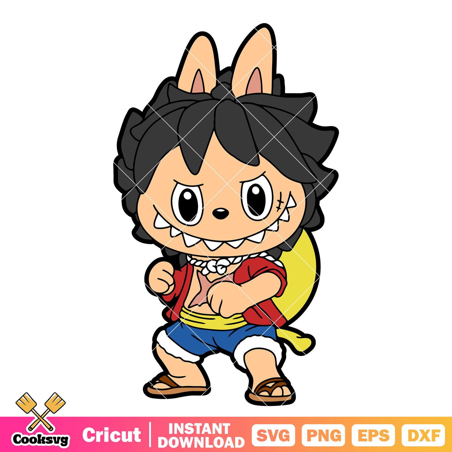 Labubu luffy costume svg, labubu one piece svg, labubu art​ svg
