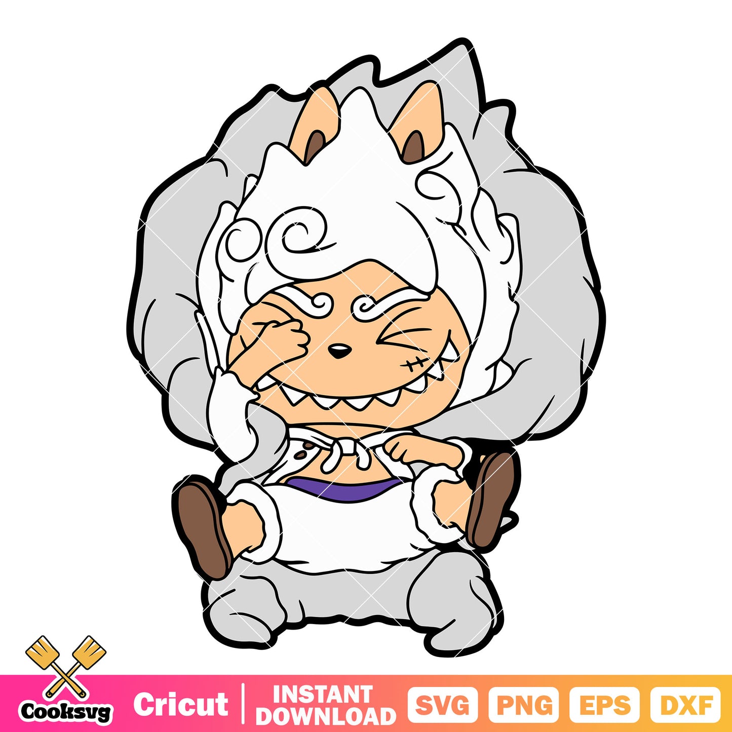 Labubu luffy gear 5 svg, labubu one piece svg, one piece svg