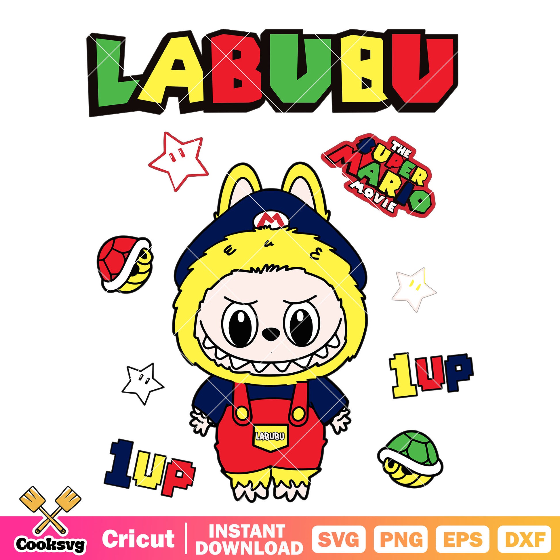 Labubu mario style svg, labubu costume svg, labubu mario​ svg