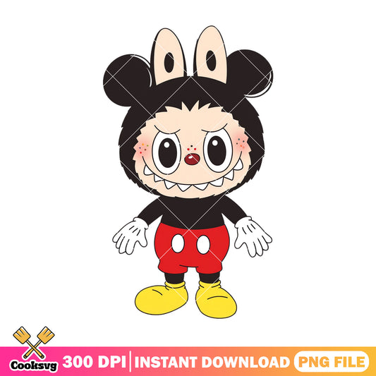 Labubu mickey clothes png, labubu cute png, mickey mouse png