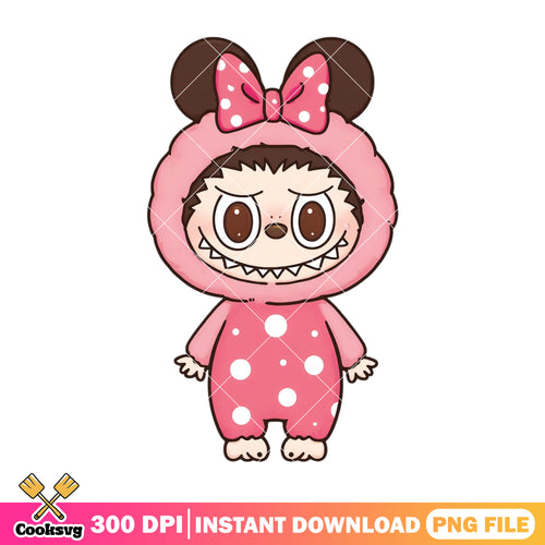 Labubu minnie cosplay png, labubu cartoon png, labubu plush png