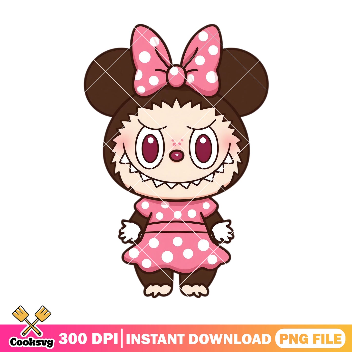Labubu minnie cosplay png, labubu disney png, labubu brown png