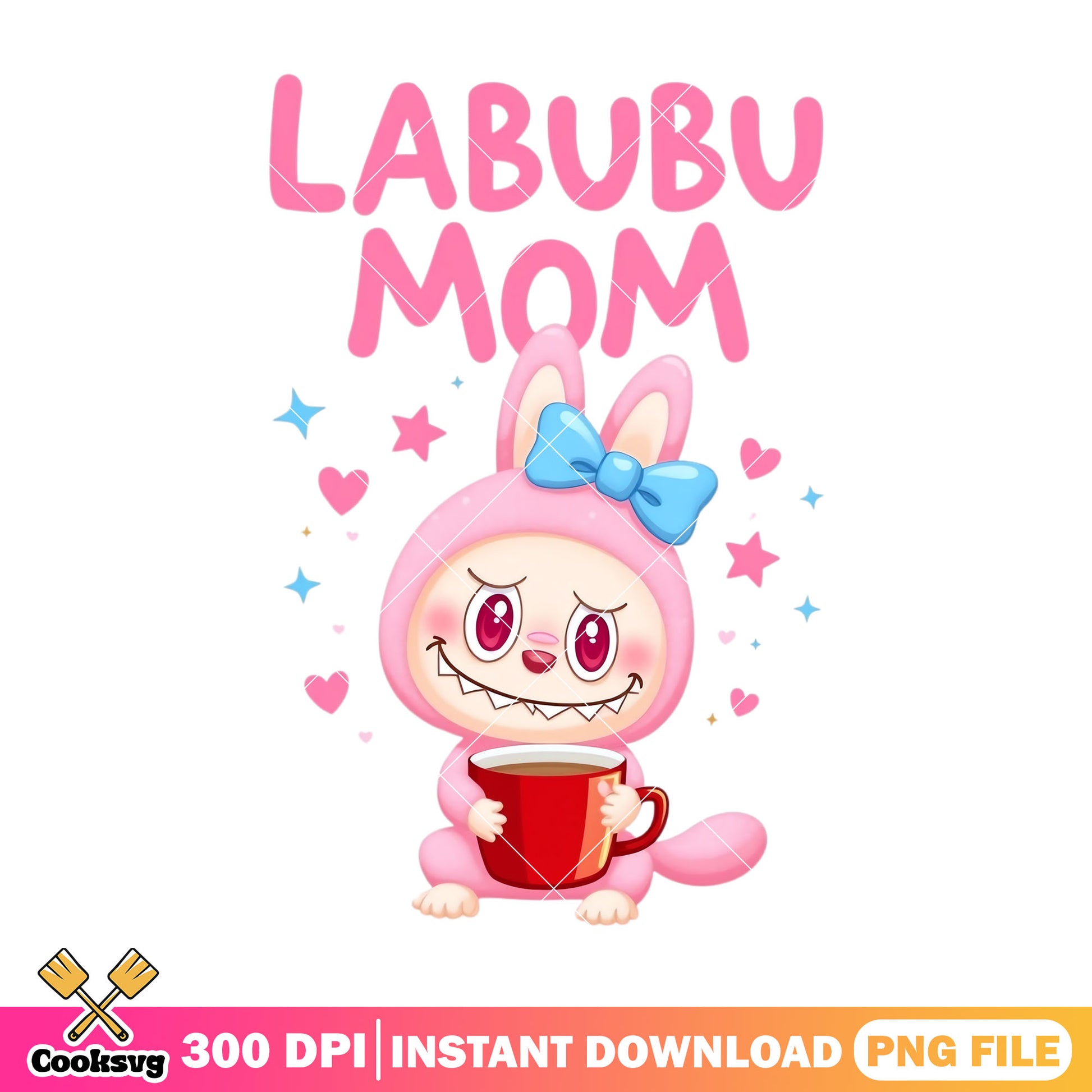 Labubu mom design png, labubu pink png, labubu girl png